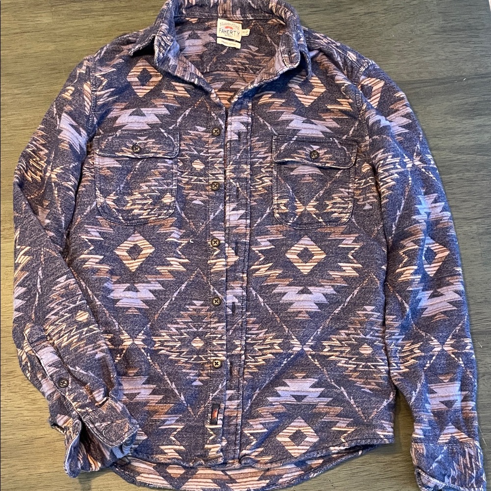 Faherty Men’s Blue and Purple Geometric Shirt Jacket
